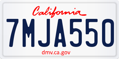 CA license plate 7MJA550