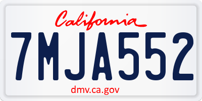 CA license plate 7MJA552