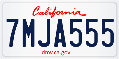 CA license plate 7MJA555