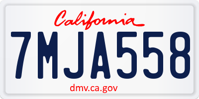 CA license plate 7MJA558