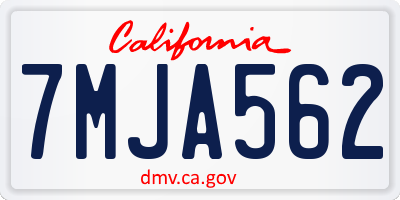 CA license plate 7MJA562
