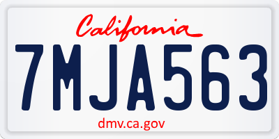 CA license plate 7MJA563