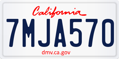 CA license plate 7MJA570