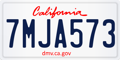 CA license plate 7MJA573