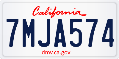 CA license plate 7MJA574