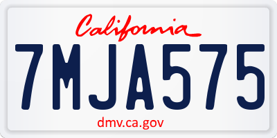 CA license plate 7MJA575
