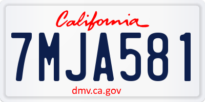 CA license plate 7MJA581