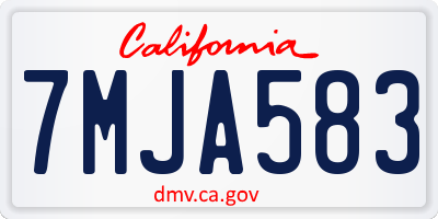 CA license plate 7MJA583