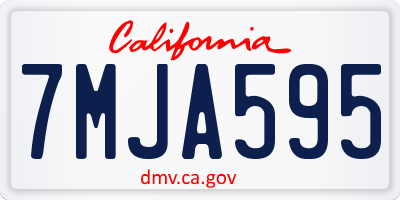 CA license plate 7MJA595