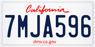 CA license plate 7MJA596