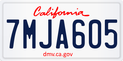 CA license plate 7MJA605