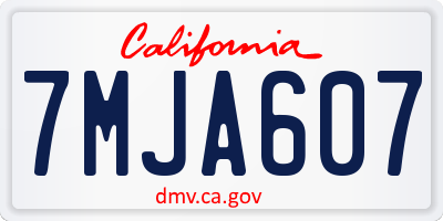 CA license plate 7MJA607