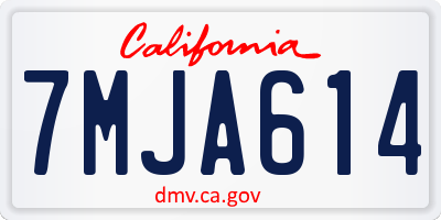 CA license plate 7MJA614