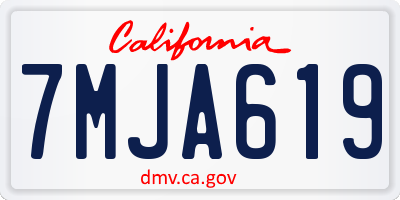 CA license plate 7MJA619