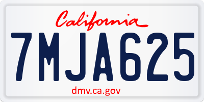 CA license plate 7MJA625