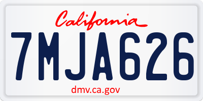 CA license plate 7MJA626