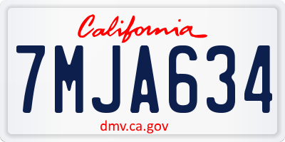 CA license plate 7MJA634