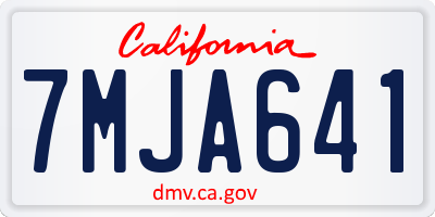 CA license plate 7MJA641