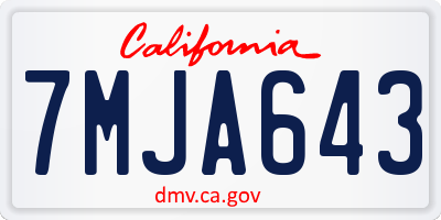 CA license plate 7MJA643