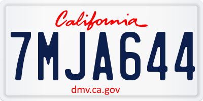 CA license plate 7MJA644