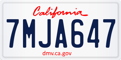 CA license plate 7MJA647