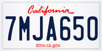 CA license plate 7MJA650