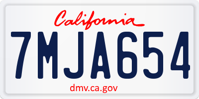 CA license plate 7MJA654