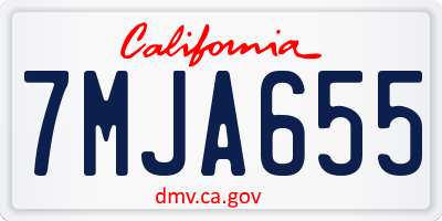 CA license plate 7MJA655
