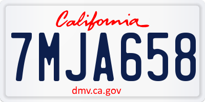 CA license plate 7MJA658