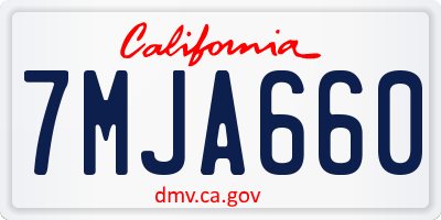 CA license plate 7MJA660