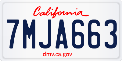 CA license plate 7MJA663