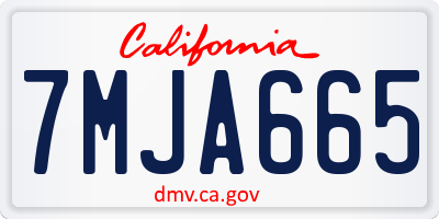 CA license plate 7MJA665