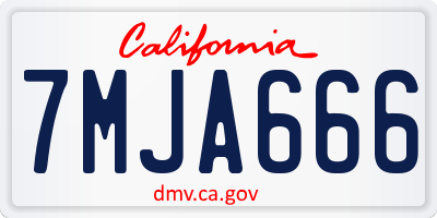 CA license plate 7MJA666