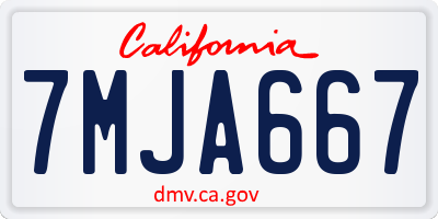 CA license plate 7MJA667