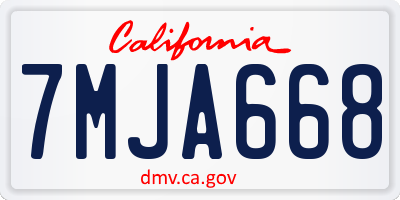 CA license plate 7MJA668
