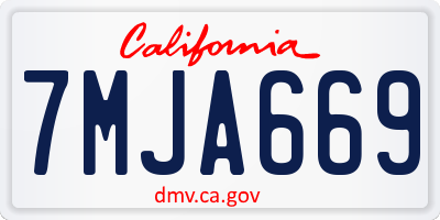 CA license plate 7MJA669