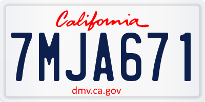CA license plate 7MJA671
