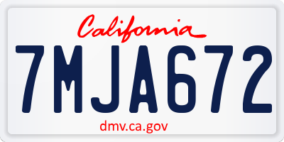 CA license plate 7MJA672