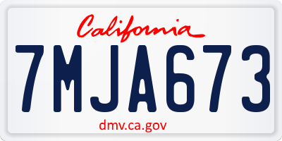 CA license plate 7MJA673