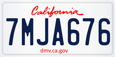 CA license plate 7MJA676