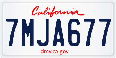 CA license plate 7MJA677