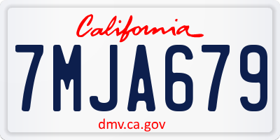 CA license plate 7MJA679