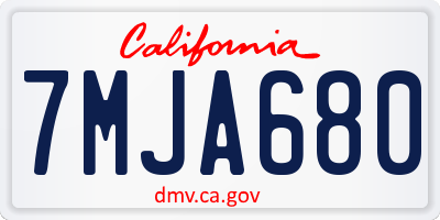 CA license plate 7MJA680