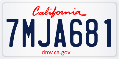 CA license plate 7MJA681