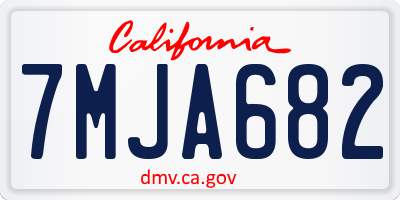 CA license plate 7MJA682