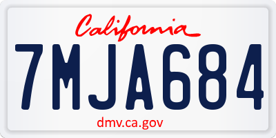 CA license plate 7MJA684