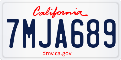 CA license plate 7MJA689