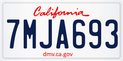 CA license plate 7MJA693