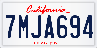 CA license plate 7MJA694