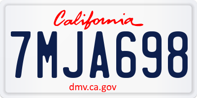 CA license plate 7MJA698